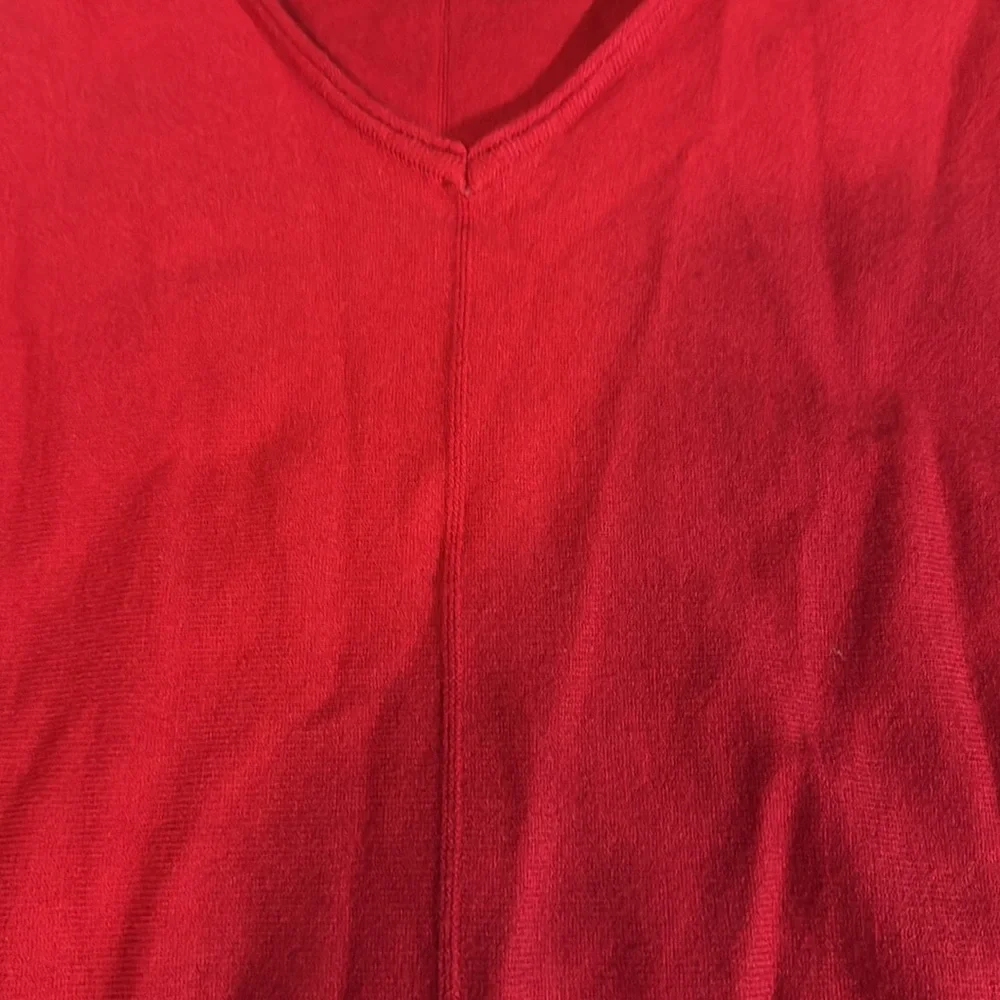 Red V-neck Sweater with Brown Buttons on Sleeves by Isela Size Large